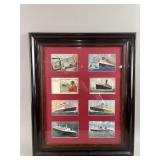 Framed Collection of Vtg Ocean Liners Postcards