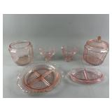 Various Styles Of Pink Depression Glass