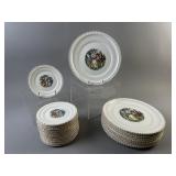 Harker Pottery Godey Prints 22k Trim Plates