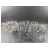 Vintage Assorted Stemware, Punch Bowl Set & More