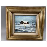 Framed Vintage Oil Painting on Canvas E. Woodson