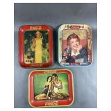 Vintage Coca Cola Girls Metal Serving Trays