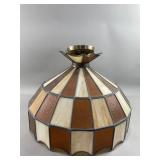 Vtg Tiffany-Style Slag Glass Hanging Pendant Lamp