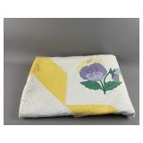Vtg Hand-Appliquéd Pansy Quilt