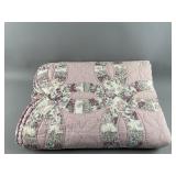 Vtg Handmade Double Wedding Ring Quilt