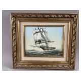 Framed/Signed Nautical Oil Painting on Canvas