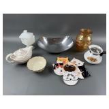 Vintage Assorted Vases, Kettles Silver Bowl & More