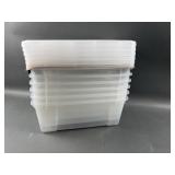 6 Plastic Storage Bins  w/ Lids