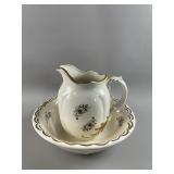 Vintage Porcelain Wash Pitcher & Basin Set