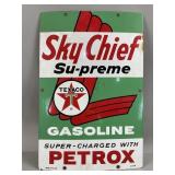 Vtg Texaco Sky Chief Supreme Gasoline Pump Sign