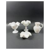Vintage Assorted Fenton Hobnail Milk Glass Lot