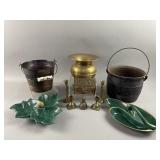 Vtg Emerald Green Ceramic Divided Dish & More