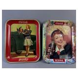 Vtg. Coca-Cola Menu Girl & Roadster Girl Trays