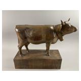 Antq/Vtg Hand-Carved Wooden Cow