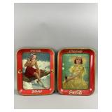 Vintage Coca Cola Girls Metal Serving Trays
