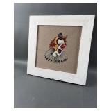 Vintage Framed Needlework Clown