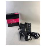 Ellie Shoes Black Patent Platform Stiletto Boots