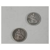 1876 & 1877 Half Dollar Coins 90% Silver