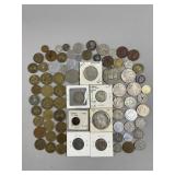 Large Lot of Foreign Coins Some Silver