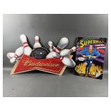 Vintage Budweiser Bowling & Super Sign