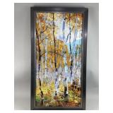 Framed Landscape Scene of Birch Trees Painting