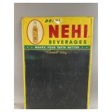 Vtg Tin Litho Chalkboard Adv. Sign NEHI Beverages