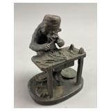 Vintage Pewter Figurine Bear at a Workbench