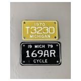 2 Vintage MI Motercycle Plates 1970, 1979
