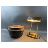 Vintage Desk Lamp & Cabelas Dutch Oven