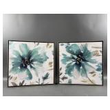 2 Wooden Framed Canvas Prints 17" x 17"