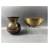 Vintage Cigar Spittoon & Brass Bowl