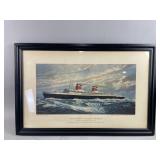 Framed Steamship U.S. Signed by T.C. Skinner
