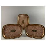 3 Vintage Copper Serving Tray or Wall Decor
