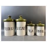Vintage 60s Mushroom Lid Ceramic Canister Set