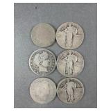vintage Liberty Quarters, Barber Quarters & More