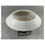 MCM-Style White Ceramic Spinning Top Vase w/Stand