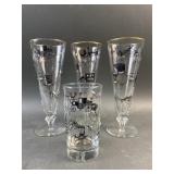 Vintage MCM Barware Glasses Chevrolet Cars Ford