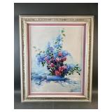 Vintage Edna Laird Framed Floral Painting