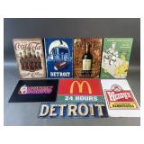 (8) Assorted Metal Fast Food Signs & More