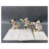 (3) Lenox  Disney 4" Tall Ceramic Figurines