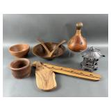 Vermillion Walnut Wood Bowl, Decanter & More
