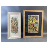 Paul Klee Print & E Bates Signed Art Framed