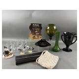 Vtg Empoli Italy Green Optic Goblet Vase  & More