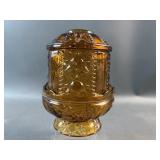 Indiana Glass Stars and Bars Amber Fairy Lamp