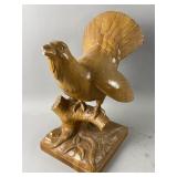 Vtg Wood Carved Grouse Bird Sculpture