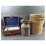 Assorted Wicker & Vintage Milk Jug  Stool