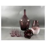 Handblown Amythest Art Glass Tumblers & More