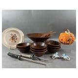 Vintage Black Walnut 12" Salad Bowl & More