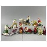 Vtg Shawnee Pixie Elf w/Wheelbarrow Figure & More