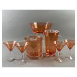 Vtg MCM Orange Plastic Martini Glasses & More